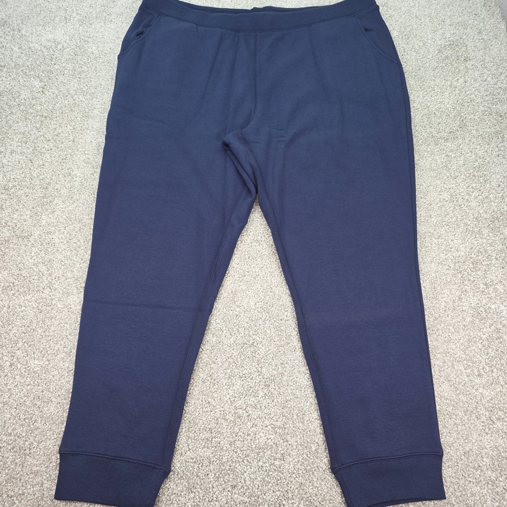 Denim & Co Active Womens 2X Navy Blue Fleece Jogger Pants Elastic Waist Pockets